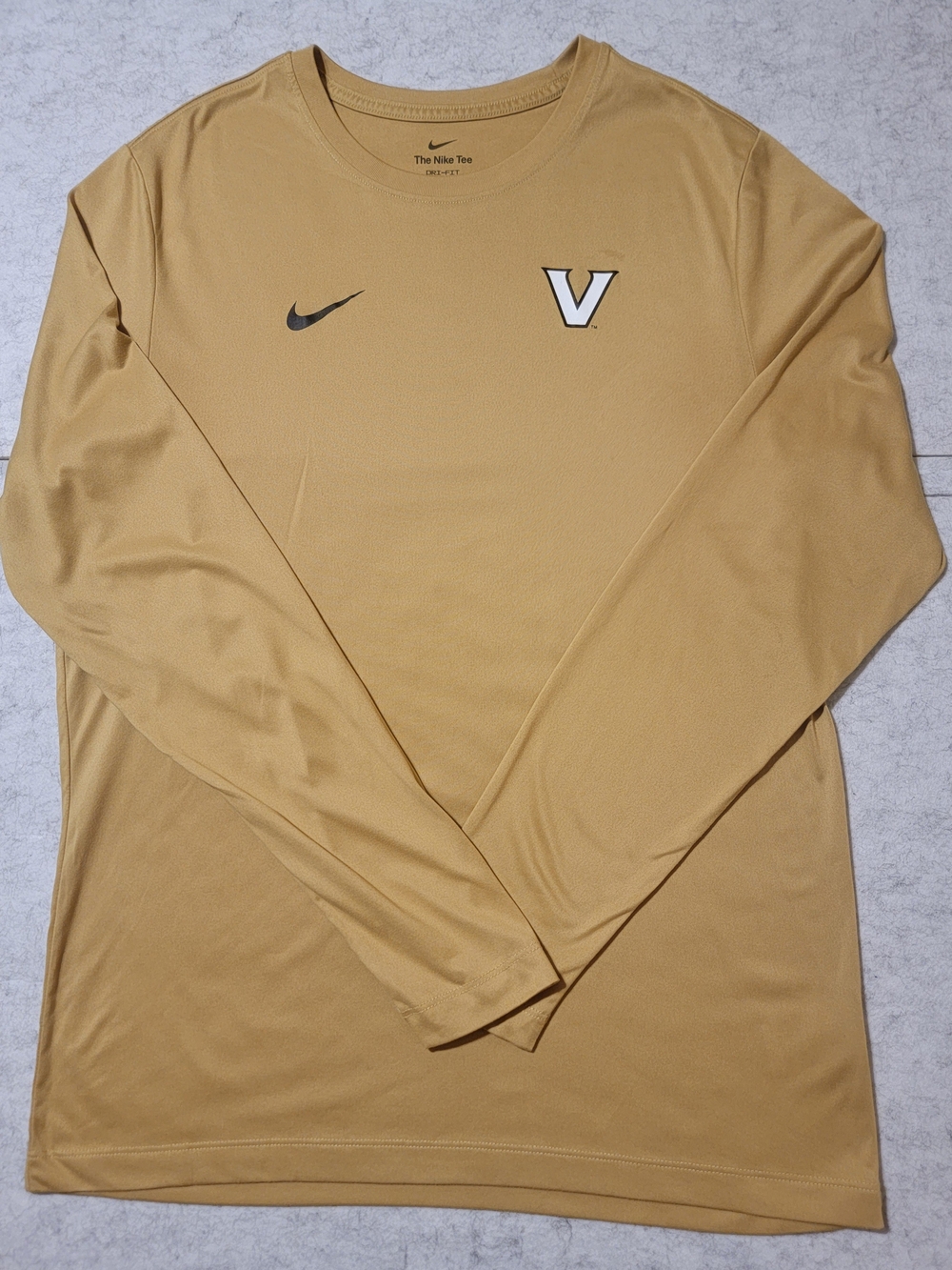 Nike Men’s Long-Sleeve Performance Shirt Dri-FIT Vanderbilt Gold Commodore L